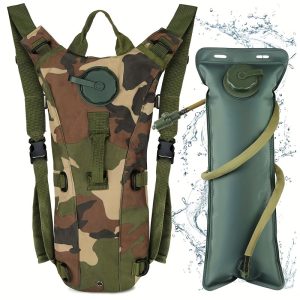 "1pc Camouflage Hydration Pack with 3L Water Bladder, 17.7"" High Capacity Backpack for Hiking, Biking, Running, Walking, Climbing - Comfortable Design with Sternum Strap and D-Shaped Buckles"